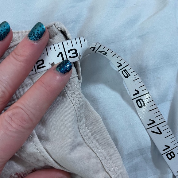 Youth Abercrombie tan cargo utility pants 13 14 Short cotton elastane embroidery - Picture 10 of 13